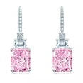 thumbnail image 7 of K-KED Shiny Perfect Radiant Cut Created Pink Gemstone Hook Earrings for Women, 7 of 7