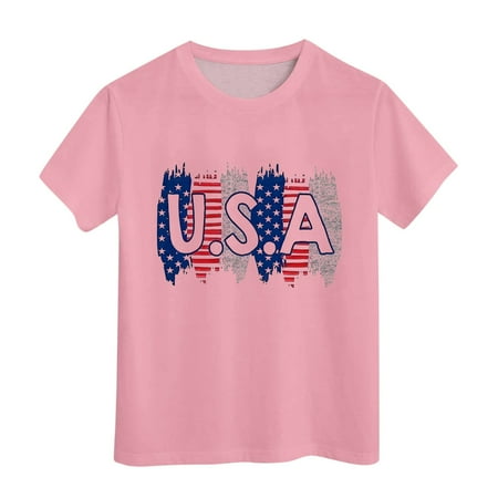 

Children Short Sleeved Comfortable and Soft Independence Day Printed Top T Shirt Toddler under Shirts Undershirt for Toddler Girls Floral Long Sleeve Shirts Girls Ruffle Outfits Size Toddler Girl Fall