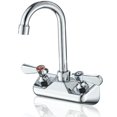 thumbnail image 1 of Bathfinesse - Grifo Para Fregadero De Cocina, Montaje En Pared, 4 Pulgadas, Centro, Comercial, Con Boquilla De Cuello De Cisne De 3-1/2 Pulgadas, Dos Manijas De Palanca, Grifo Mezclador De Latón, Crom, 1 of 5