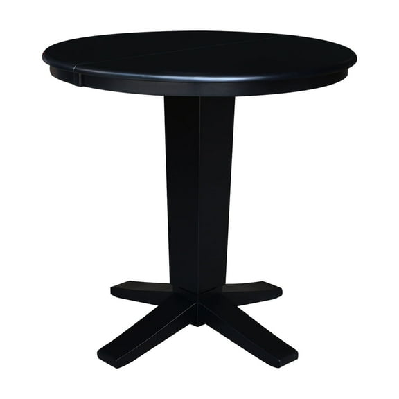 36" Solid Wood Round Top Pedestal Dining Table with 12" Leaf - 36.1"H