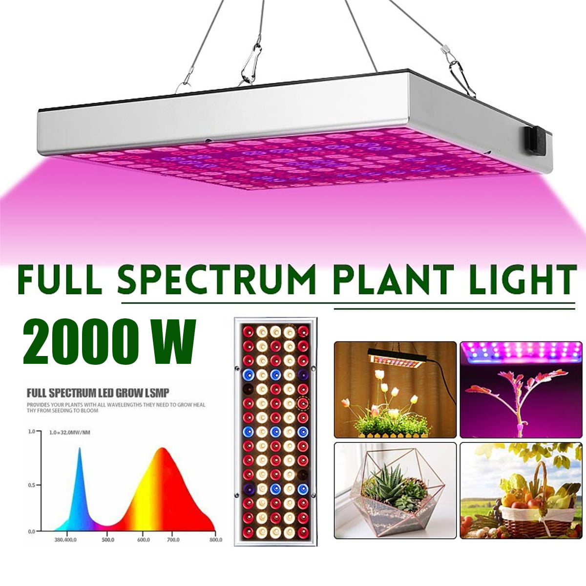 Details about   2000W LED Grow Light Full Spectrum Growing Lamp For Hydroponic Indoor Plant NEW 