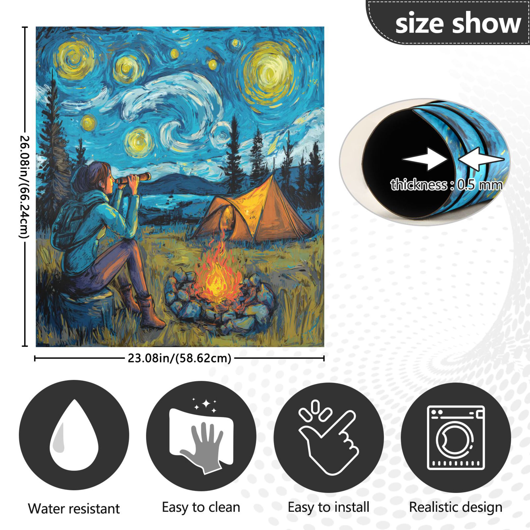 Dishwasher Magnetic Refrigerator Magnet Cover Sticker Home Decorative 23"x26" Wild Camping
