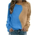 thumbnail image 4 of Oversized Sweatshirt for Women Color Block Crewneck Sweatshirts Striped Long Sleeve Fall Tops Crop Striped Color Block Sweatshirts Winter Pullover Loose Y2K Clothes, 4 of 5