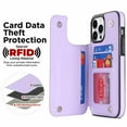 thumbnail image 2 of Nalacover Case for iPhone 11 Card Holder Wallet Case, RFID Blocking Luxury PU Leather Fashion Back Flip Cover with Kickstand Magnetic Buttons Shockproof Case for iPhone 11, Purple, 2 of 7