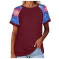 thumbnail image 1 of Pompotops Hauts pour Femmes Sexy Col Rond Imprimé Patchwork T-Shirt Blouse à Manches Courtes, 1 of 8