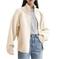 thumbnail image 3 of Ladies' Casual Solid Color Zipper Stand Up Collar Long Sleeved Knitted Cardigan Jacket Top, 3 of 6