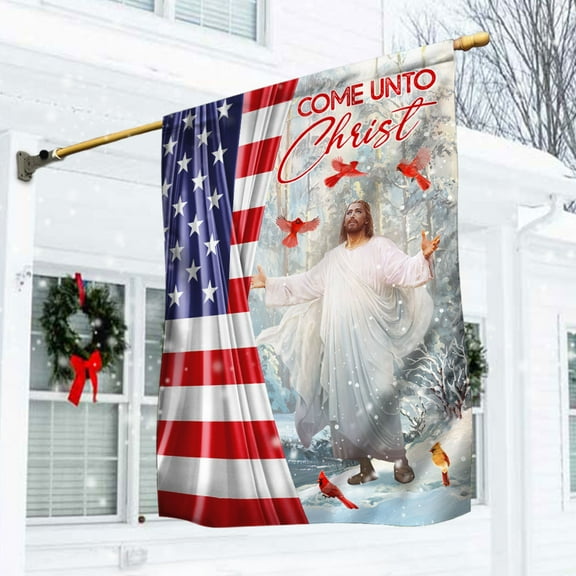 FLAGWIX Christmas House Flag - Come Unto Christ Jesus American Flag MBH234Fv1