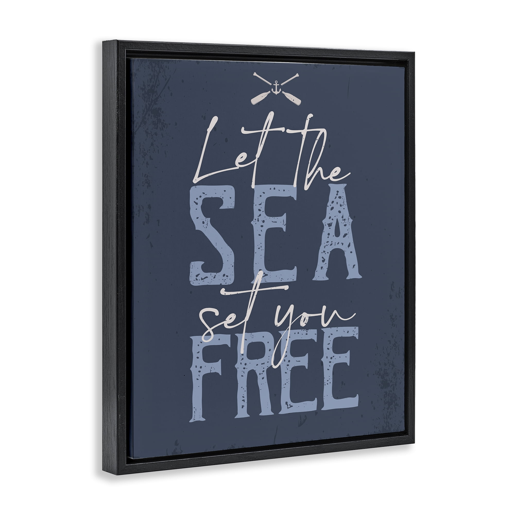 Stupell Industries Sea Set You Free Nautical & Beach Painting Black Floater Framed Canvas Art Print Wall Art, 17 x 21
