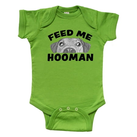 

Inktastic Goofy Dog-Feed Me Hooman Gift Baby Boy or Baby Girl Bodysuit