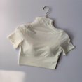 thumbnail image 2 of Copa de una pieza con almohadilla para el pecho, traje de Yoga de manga corta de malla, Top ajustado de entrenamiento, camiseta deportiva para correr y Pilates, tela, 2 of 6