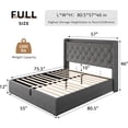 thumbnail image 3 of iPormis Full Size Bed Frame with Lift Up Storage & Charging Station, Button Tufted Wingback Upholstered Headboard, Wooden Slats Support, Light Gray, 3 of 8