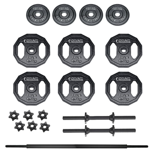 Set de Pesas 70 Libras CENTURFIT Barra Mancuernas Discos