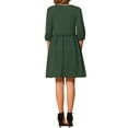thumbnail image 3 of INSPIRE CHIC Women's Scoop Neck Pocket Puff Sleeves Smocked Casual Dress XS Dark Green, 3 of 6