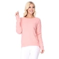 thumbnail image 2 of YEMAK Women's Long Sleeve Crewneck Lightweight Casual Soft Knit Pullover Sweater MK8015-PNK-S, 2 of 7