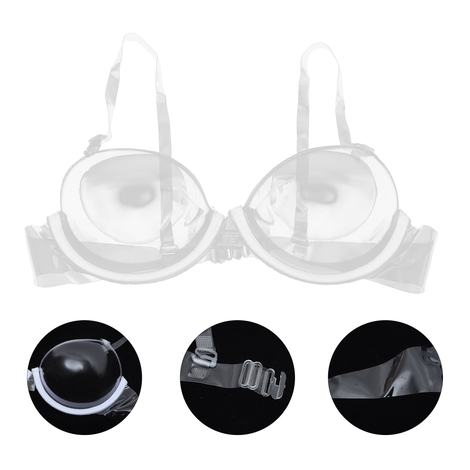 harmtty Transparent Plastic 3/4 Cup Clear Strap Invisible Bra