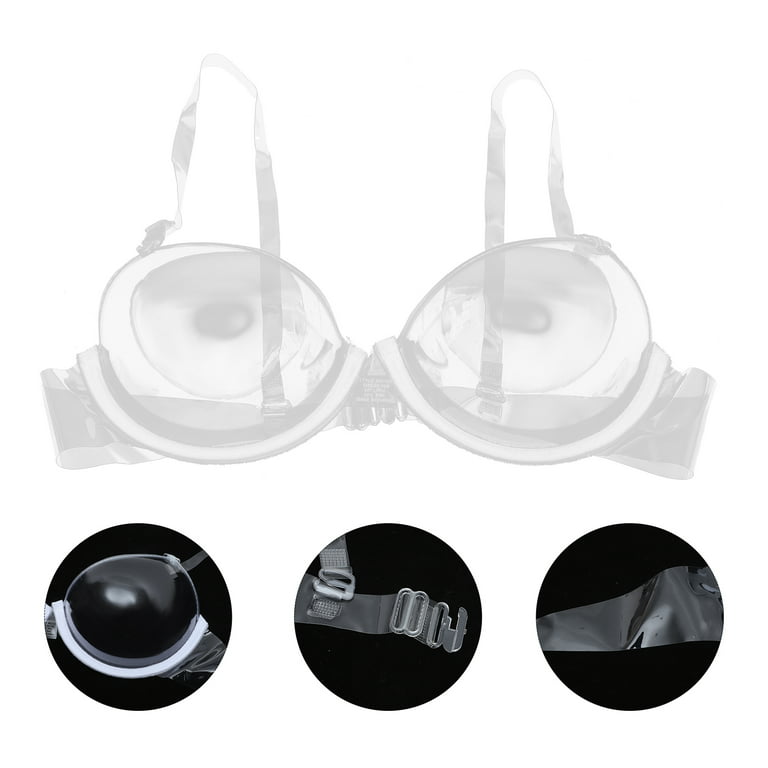 Transparent Bra,Transparent Plastic 3/4 Cup Clear Adjustable Strap  Invisible Bra Clear Push Up Bra Women'S Sexy Underwear Size 40