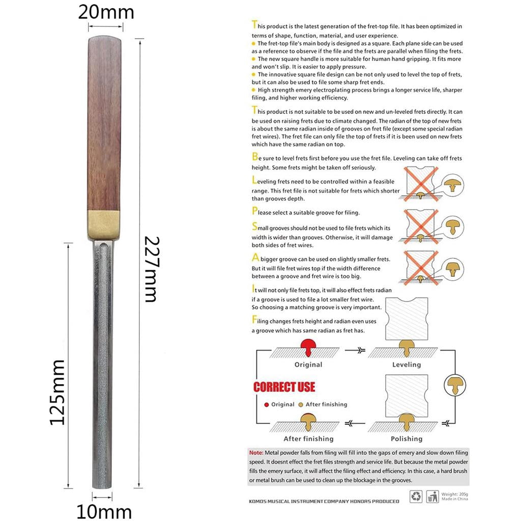 Universal Guitar Fret Crowning File Diamond,Fingerboard Fret File Luthier Diamond Coating Accessory for Guitars, Ukuleles, Bass, Banjo, Mandolin