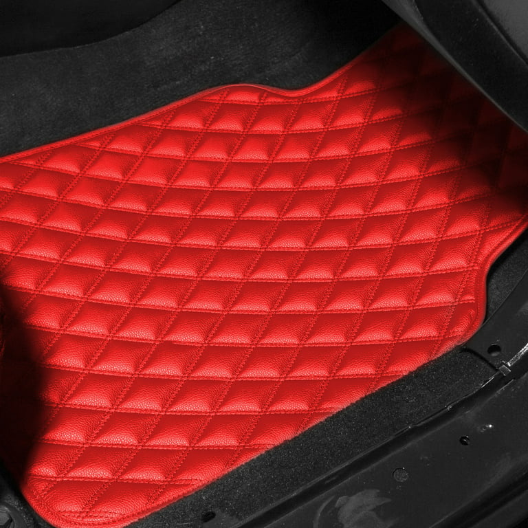 FH Group Universal Faux Leather Car Floor Mats Diamond Pattern