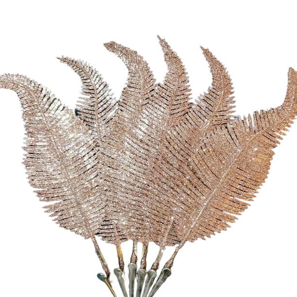 Advancent 6 piezas de adornos de plumas con clip para árbol de Navidad, decoración DIY, accesorios de vacaciones, accesorios para el hogar y la Kits de decoración para fiestas Oro rosa