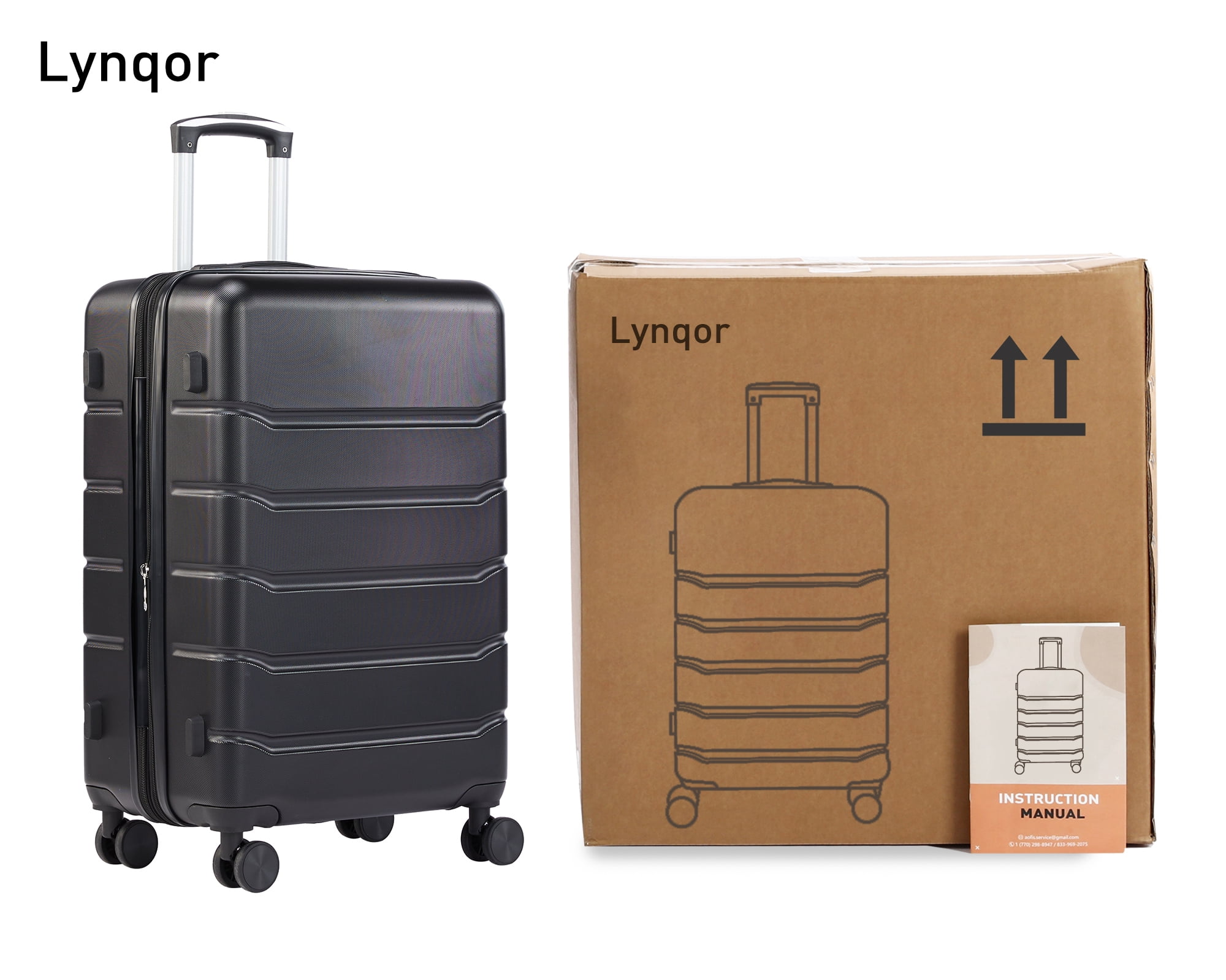 Lynqor 28 inch Durable Hard Shell Luggage – Lightweight, Expandable & TSA Approved, Black