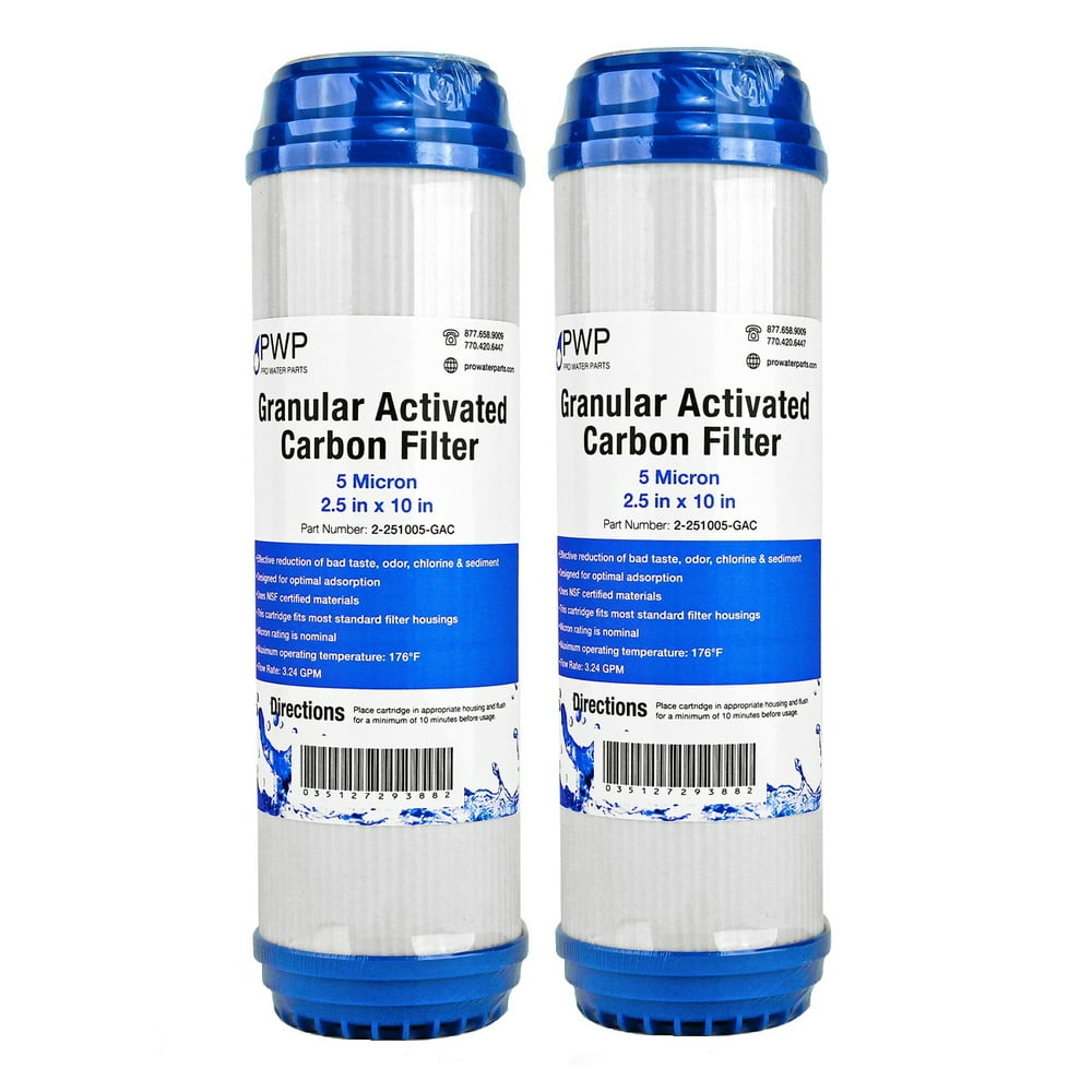Granular Activated Carbon Water Filter Cartridge 2.5 x10" 5 Micron 2