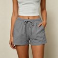thumbnail image 3 of Loose Shorts for Women Elastic Waist Side Pockets Casual Outwear Cotton Short,Gray Size 2XL, 3 of 6