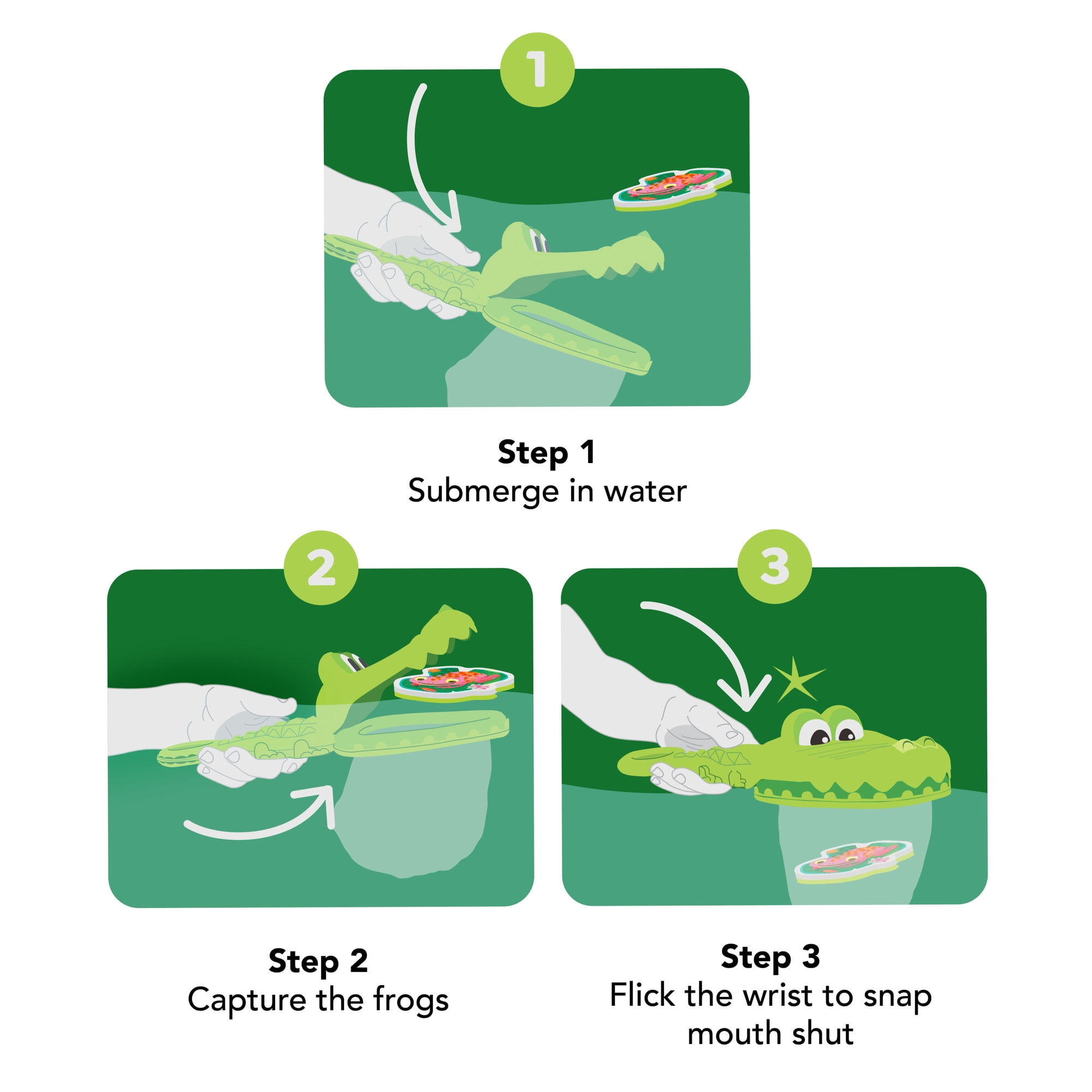 Tiger Tribe Croc Chasey ECO Bio-Plastic Fun Bath Toy for Toddlers - Catch & Scoop Frogs with Snappy Crocodile Mouth - Ages 2+