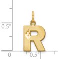 thumbnail image 5 of 14K Yellow Gold 14Ky Satin Diamond-Cut Letter R Initial Charm Made In United States c566r, 5 of 6