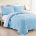 thumbnail image 2 of Spirit Linen Home - King Microfiber Madison Light Blue/Gray Quilt Set, 2 of 3