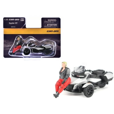 Can-Am Spyder RT 3-Wheel Motorcycle Hyper Silver Metallic with Driver Figure 1/32 Diecast Model by BRP Models