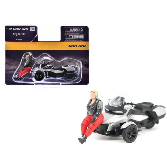 Can-Am Spyder RT 3-Wheel Motorcycle Hyper Silver Metallic with Driver Figure 1/32 Diecast Model by BRP Models