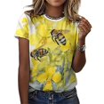 thumbnail image 3 of Bee And Flowers T Shirts Basic T-Shirt Short Sleeve Ladies Tee Shirt Summer Graphic Clothing, 3 of 5
