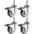 thumbnail image 1 of Ruedas giratorias de 25 mm con freno, 4 piezas, vástago M6 × 15 mm, para muebles, carros y camas, capacidad de 15 kg por rueda, 1 of 5