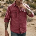 thumbnail image 5 of UAMVSH Mens Button Down Shirt Stylish Rolled Up Long Sleeve Shirts Vintage Casual Turndown Collar Work Tops with Pockets, 5 of 5
