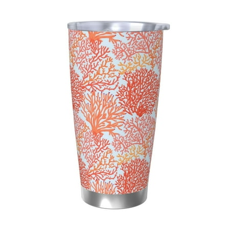 

Tideii Corals for 20OZ Car Cup Stainless Steel Cold and Hot Cup with Lid Suitable for Outdoor and Home Unisex-Without Straw