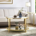thumbnail image 6 of DWVO White Marble Round Coffee Table, Mid-Century Modern Glass Center Table with Storage for Living Room, 6 of 7
