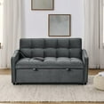 thumbnail image 5 of 47 Inch Loveseat Sofa Bed with Pull-Out Sleeper, Mid-Century Modern Velvet Convertible Sofa with Adjustable Back, USB-C Charging and Arm Storage Pockets, Grey, 5 of 10