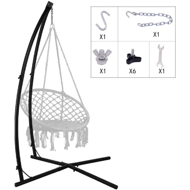 C Type Hammock Chair Stand Heavy Duty Steel Solid Rack Adjustable Height For Hanging Chairs Tree Tent Loungers Air Porch Swings Indoor Outdoor Patio Yard 220lbs Capacity Black Com C Type Hammock Chair Stand Heavy Duty, Zupapa Hanging Hammock Chair C Stand