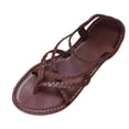 thumbnail image 2 of Womens Shoes Slip On Shoes Women Women's Fashionable Casual Outerwear Versatile Plus Size Round Toe Open Toe Flat Woven Sandals With Elastic Back Coffee 41, 2 of 9