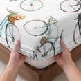 thumbnail image 3 of Full Size Fitted Sheet Set - Bicycles 3 Piece Bedding Sets 16" Deep Pocket Fitted Sheet with 2 Pillowcases White Vintage Vehicle Modern Abstract Art Brushed Microfiber Hotel Luxury Bed Sheets, 3 of 9