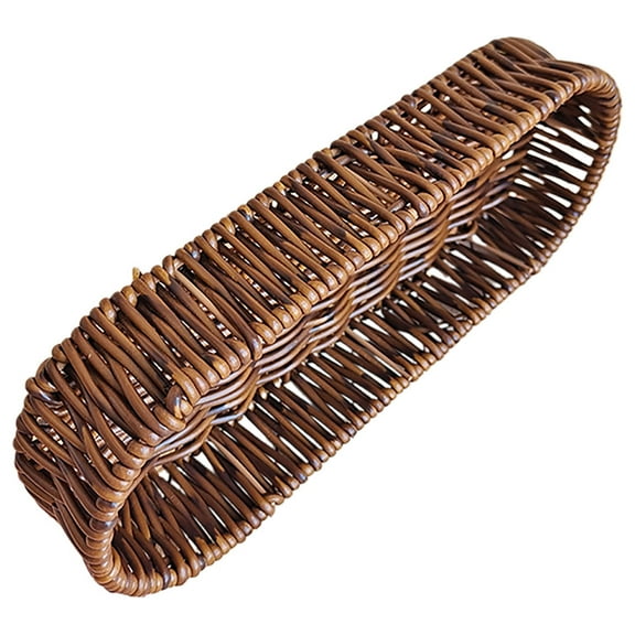 SOPOTUTU Coffee Plastic Rattan Bread Basket Elegant Oval Woven Storage for Serving