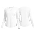 thumbnail image 3 of Ymauqau Hauts d'Entraînement pour Femmes à Manches Longues, Col Ras du Cou, Ourlet Arrondi, T-Shirts de Course Ajustés Athlétiques, Chandails de Randonnée contre le Soleil, 3 of 6