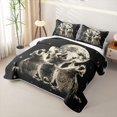 thumbnail image 3 of Castle Fairy Wildlife Raccoons Quilt Full,Moon Stars Print Full Bedspread Sets,Black Cream White, 3 of 7