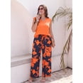 thumbnail image 6 of PINKSIR Two Piece Sets for Women Summer Outfits Oversized Wide Leg Crop Pants Lounge Sets Airport Beach Vacation Clothes, 6 of 10