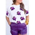 thumbnail image 4 of Women's White Sequin Balloon Puppy Graphic Tee for Mardi Gras - [ZhiHiMeRi] | (US 20-22)2XL, 4 of 7
