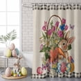 thumbnail image 5 of Easter Shower Curtain Bunny Easter Eggs Shower Curtains for Bathroom Decor, Waterproof Polyester Shower Curtain Set with Hooks, Extra Long 72" x 96" Colorful Egg Rabbit Leaves Flower, 5 of 9