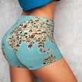 thumbnail image 4 of Haiem World Travel Line Icons Map No Front Seam Biker Shorts for Women Yoga Workout Gym Bike Shorts with Tummy Control Moisture-Wicking-, 4 of 9