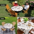 thumbnail image 4 of Beige Brown Horses Round Tablecloth for 36-44 Inch Tables,Fitted Table Cover with Elastic Edge,Horseshoes Farmhouse Abstract Art Waterproof Outdoor Table Cloth Protector for Patio Garden Dinner, 4 of 9