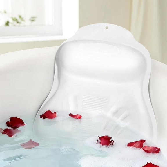 Inflatable Bath Pillows for Tub - Adjustable Firmness Silicone Bathtub Pillow for Neck-Relaxing & Epsom Salt Soaking, Bath Pillow for Head & Back Support Cushion, Spa Gifts for Women, Parent (White)