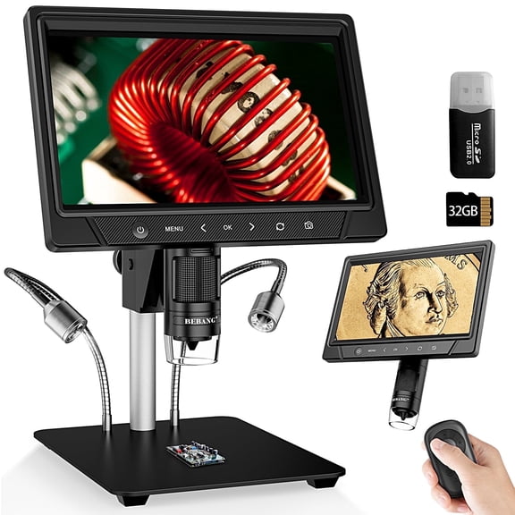 BEBANG 10.1" LCD Microscope for Adults Kids, Coin Microscope for Error Coins, IOS, Windows 11